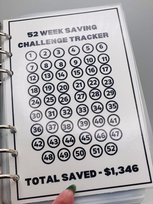 52 week A6 or A5 size LAMINATED TRACKER ONLY | Budget Envelopes | Cash Envelopes | Cash budget | Budget Planner | Saving Binder | Cash Stuff