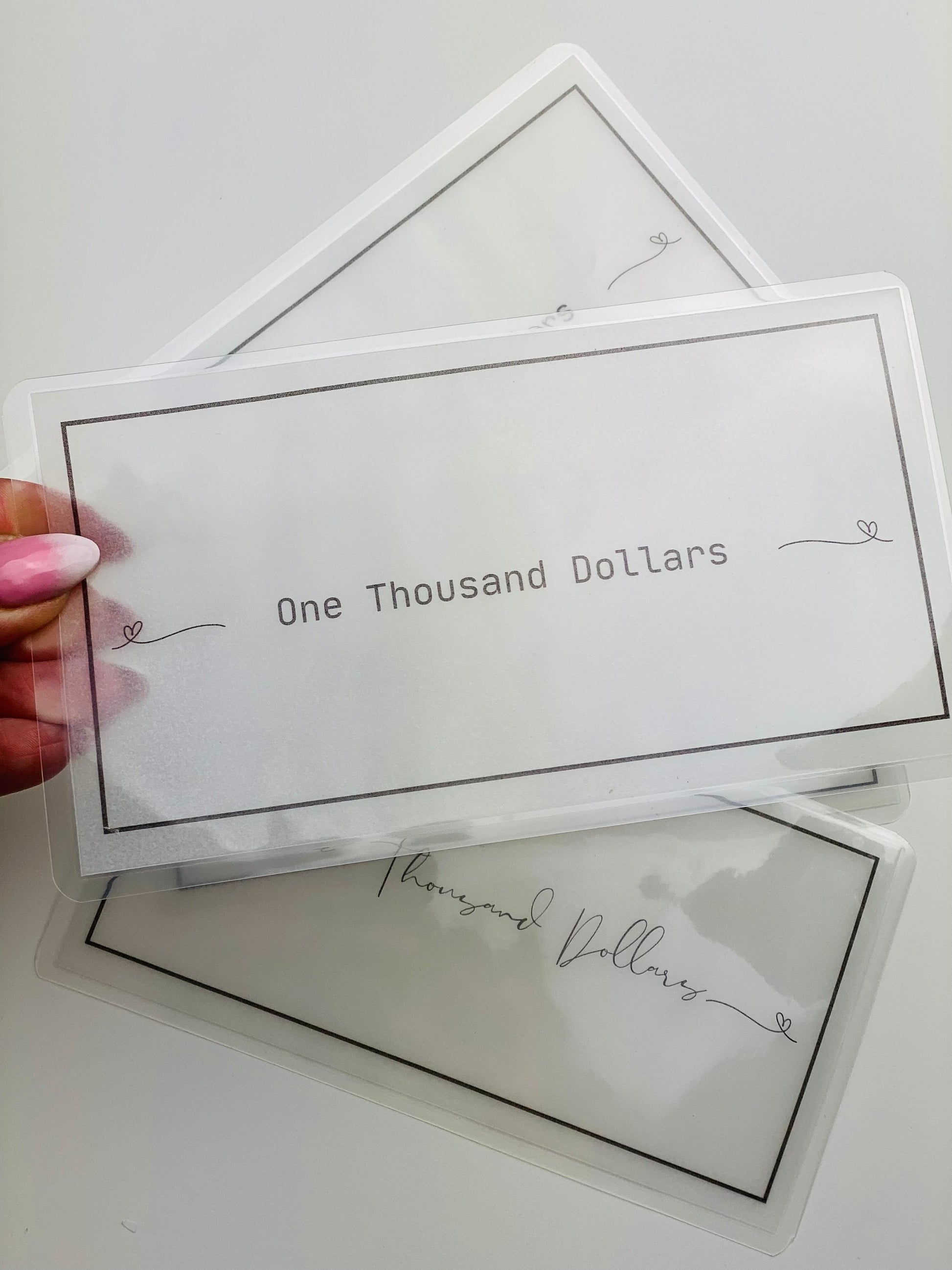 Minimalist Vellum Place Holders | Cash Place Holders | 100 dollar Placeholder | Cash budget | Cash Stuffing | Cash Envelopes |